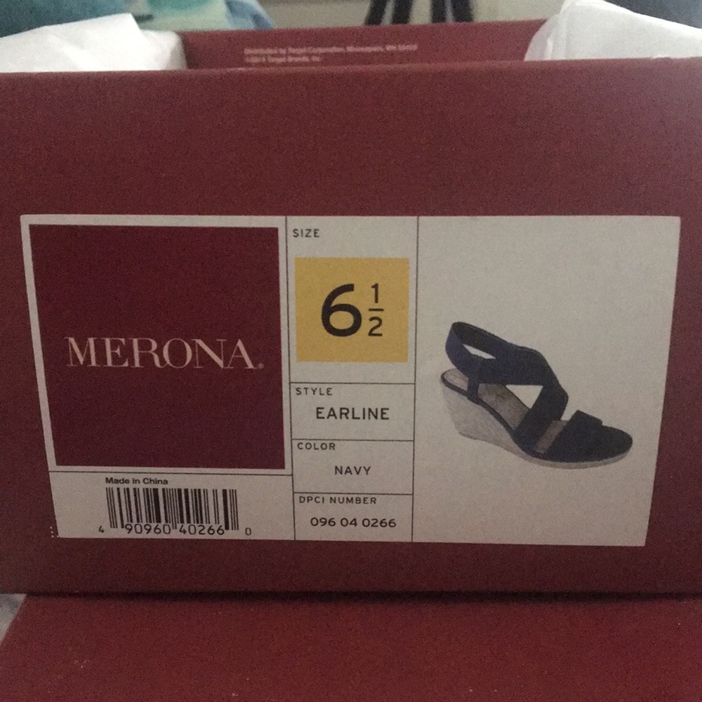 Merona Navy Blue Espadrille Wedge Sandals